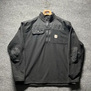 Carhartt Fleece Quarter Zip Jacket Mens XL Black Long Sleeve Pockets Casual